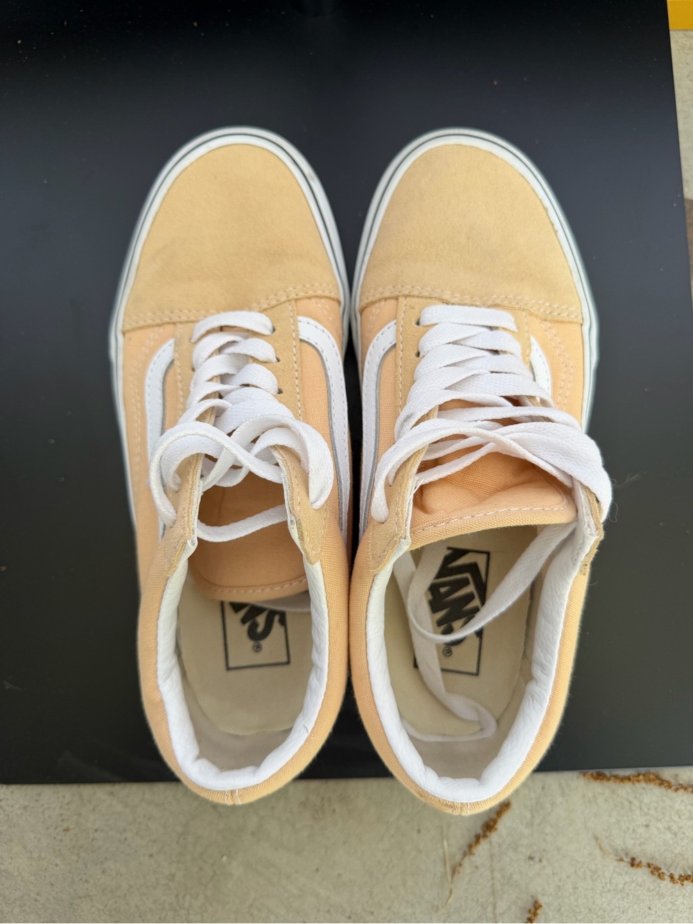 Low-Top Canvas Sneakers in Beige/Yellow with White Accents - Picture 3 of 4